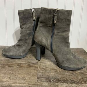 Ellen Tracy Ankle Boot Womens Dark Gray. Leather High Heel sz 9